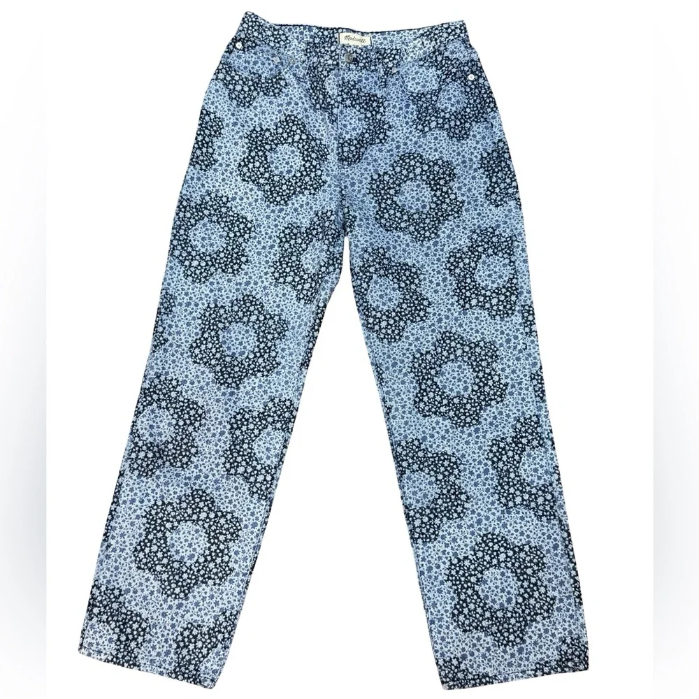 👖 Madewell Baggy Straight Jeans‎ Quilted Floral Indigo Women’s Size 29